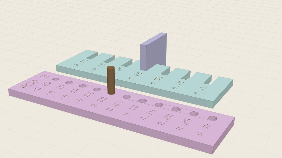A laser-cut slot comb and a strip of rod holes in the 3D preview