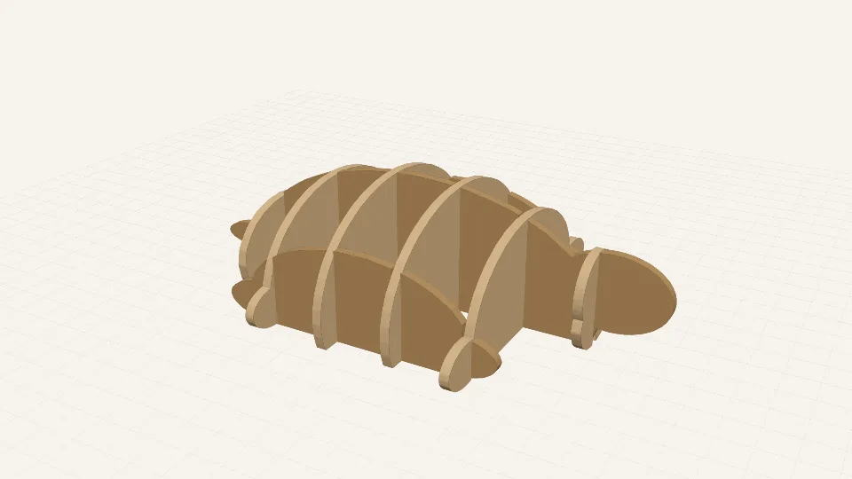 A turtle built from interlocking plywood cross-sections